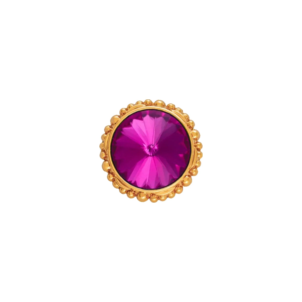 Sparkling Round Shape Shiny Dark Pink Diamond Metal Button