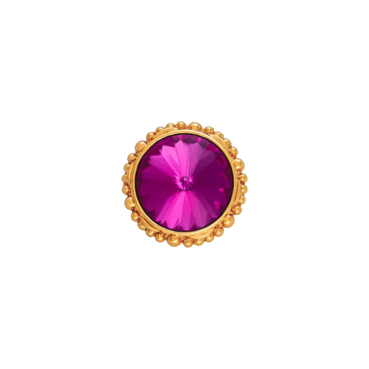 Sparkling Round Shape Shiny Dark Pink Diamond Metal Button