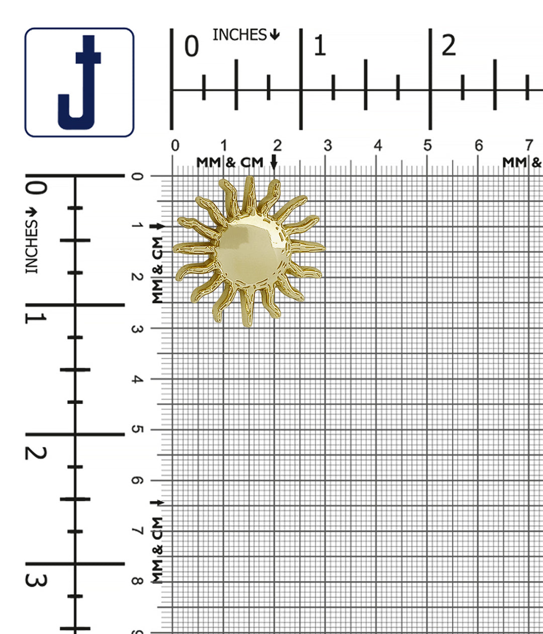 Radiant 30mm (48L) Sun-Shaped Gold Metal Downhole Loop Buttons