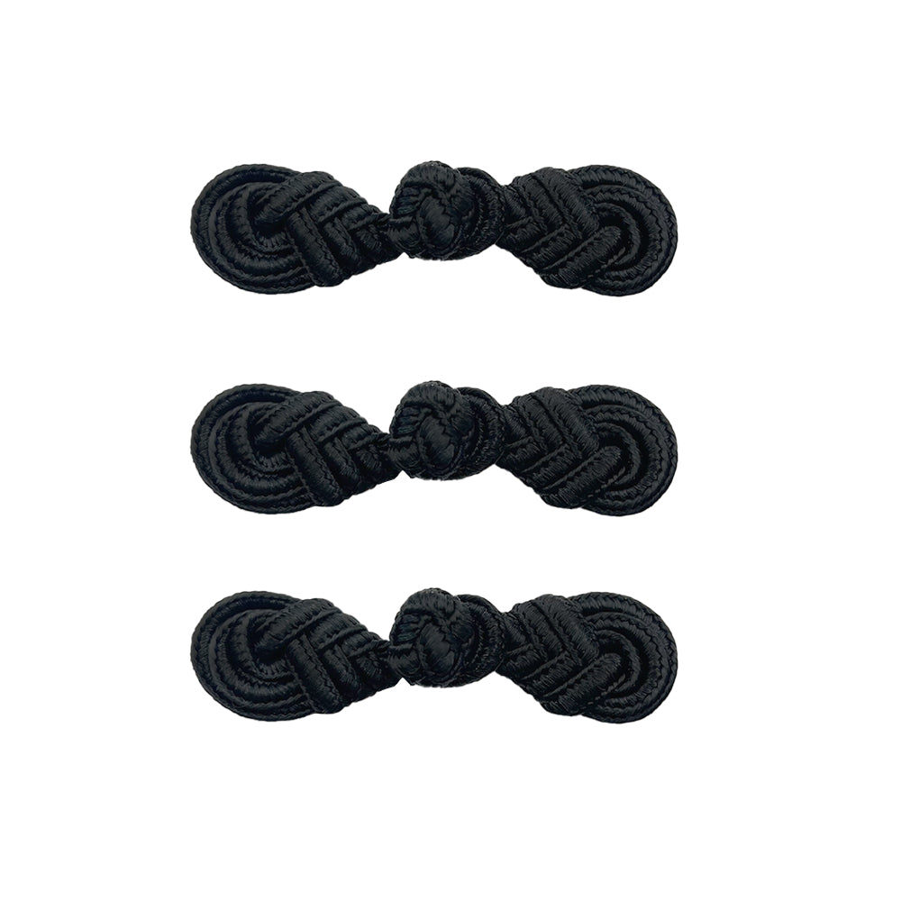 Small Black Braided Ornate Collar Embellishment Frog Closure