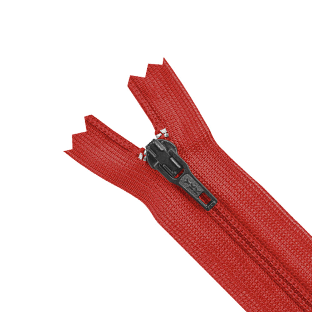 YKK- #3 Nylon Coil 8inch Closed-End Red YKK Zipper