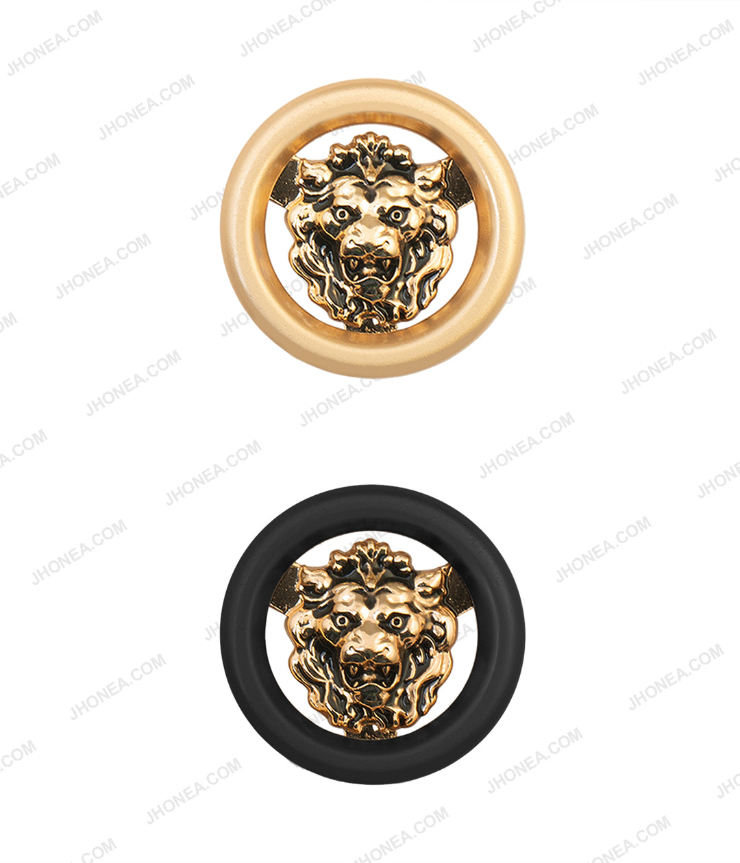 Luxury Dual Tone Black & Gold Royal Lion Face Buttons