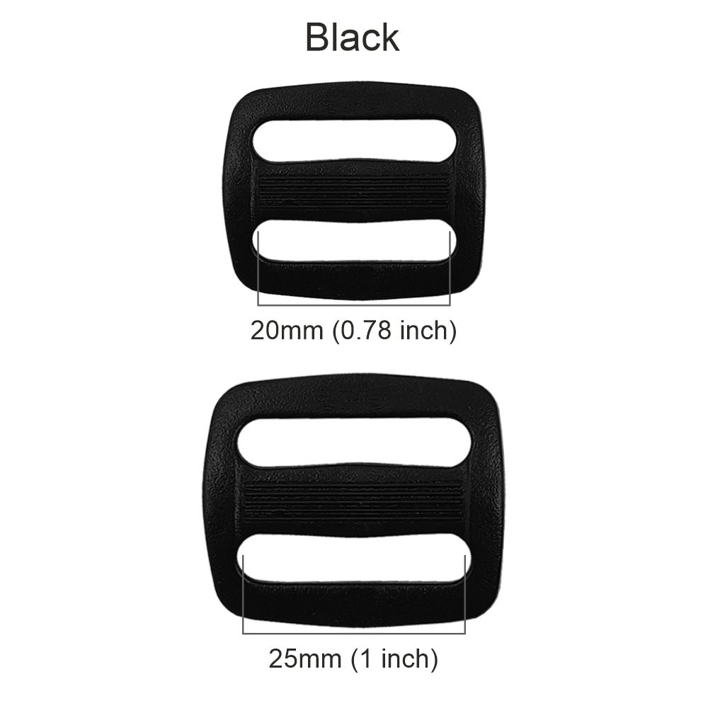 Adjustable Webbing Strap Black Tri-Glide Slider Plastic Buckle