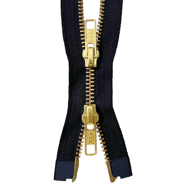 YKK #5 Matte Black/Gold Teeth Premium Two Way Metal Zipper for Jackets