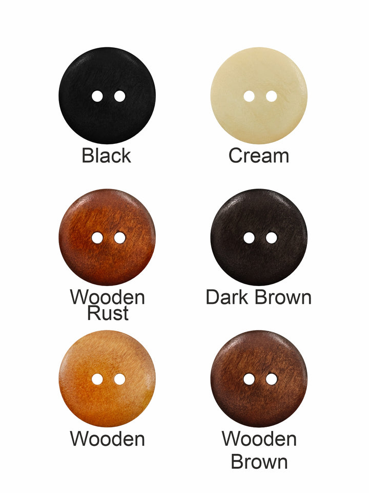 Black Classic Round Dome Shape 2-Hole Wooden Buttons