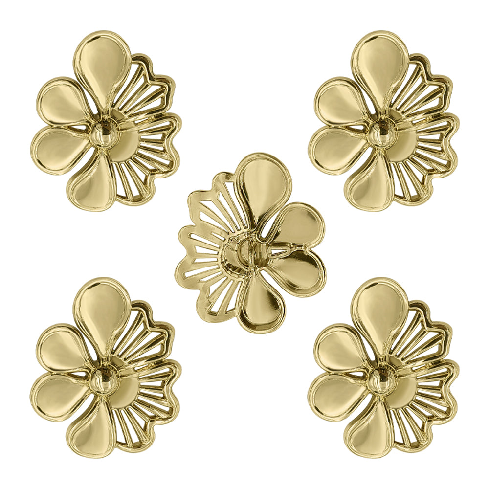 Shiny Finish Sunflower Cutwork Metal Loop Button For Fashionable Clothing