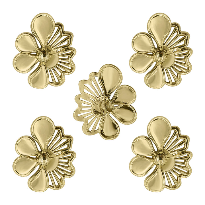 Shiny Finish Sunflower Cutwork Metal Loop Button For Fashionable Clothing