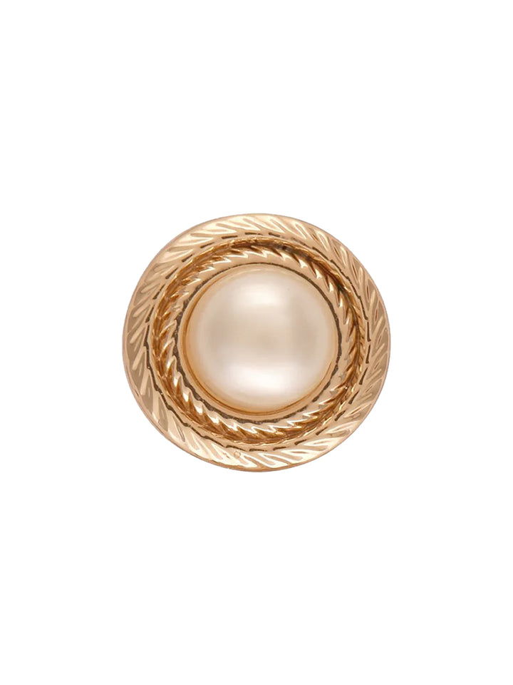 Round Shape Pearl Shiny Gold Metal Button with Downhole Loop
