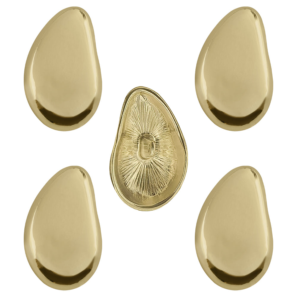 Elegant Smooth Bean-Shaped Shiny Finish Metal Loop Buttons