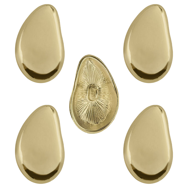 Elegant Smooth Bean-Shaped Shiny Finish Metal Loop Buttons