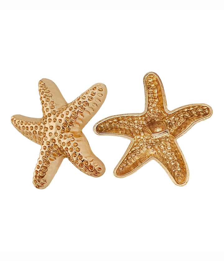 Elegant 30mm (48L) Shiny Starfish-Shaped Metal Buttons with Downhole Loop