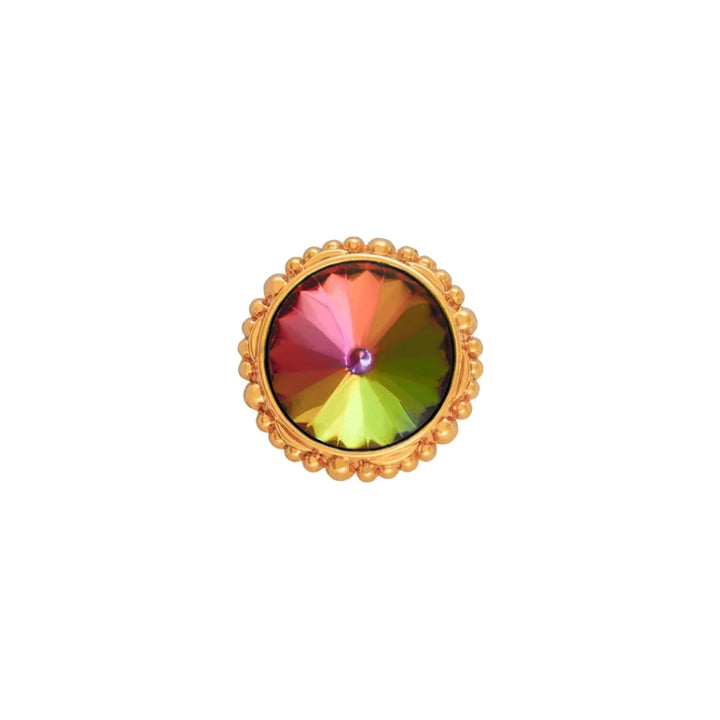 Sparkling Round Shape Shiny Rainbow Diamond Metal Button