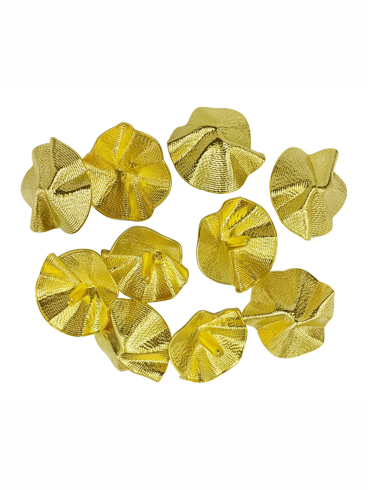 Floral-Inspired Shiny Finish Metal Buttons with Downhole Loop