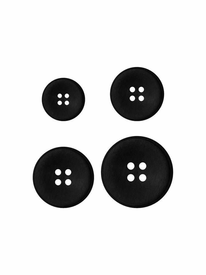 Black Round Shape 4-Hole Rim Design Wooden Buttons