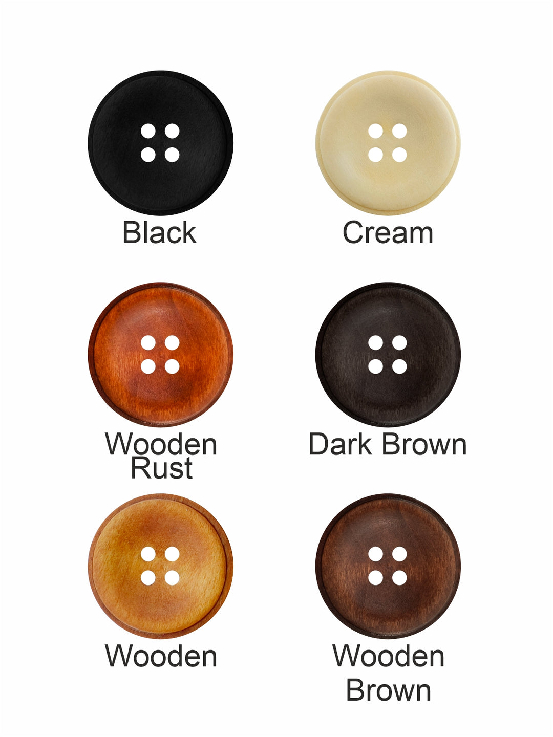 Brown Round Shape 4-Hole Rim Design Wooden Buttons