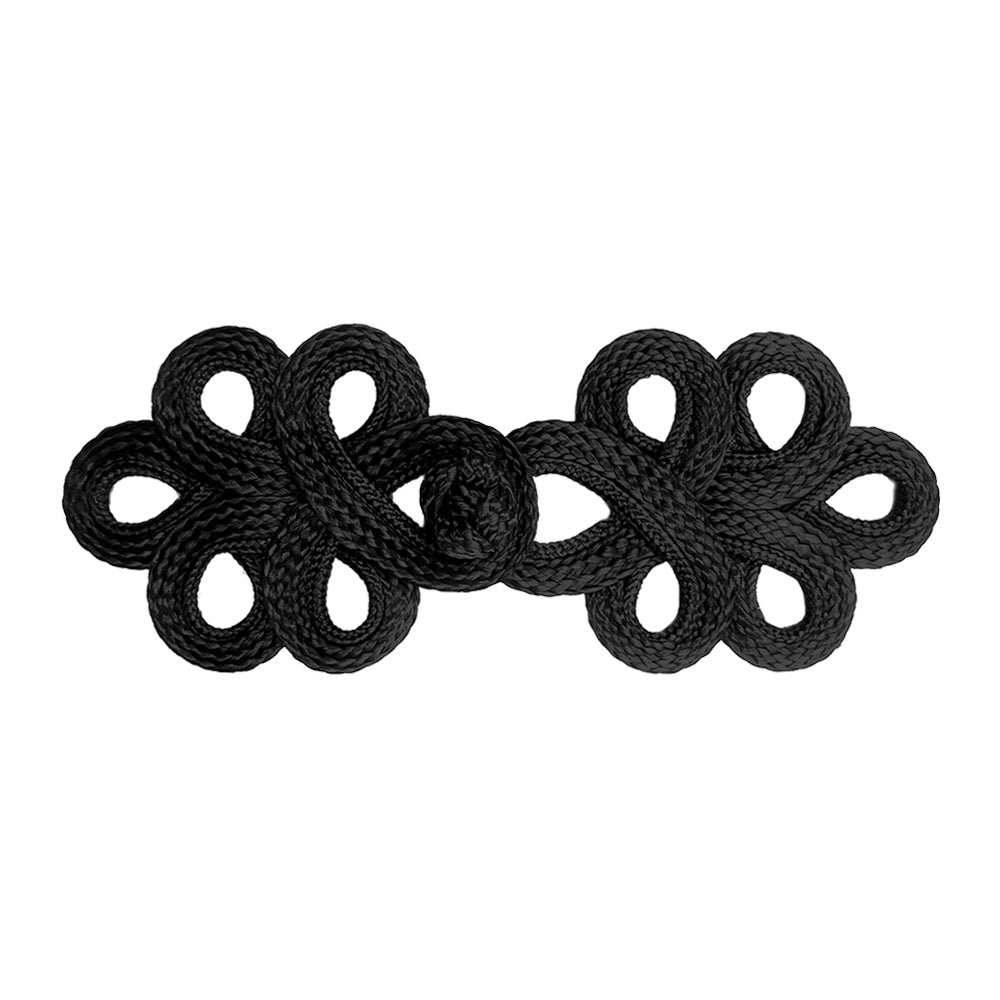Designer Black Braided Frog Closure Decorative Toggle Fastener