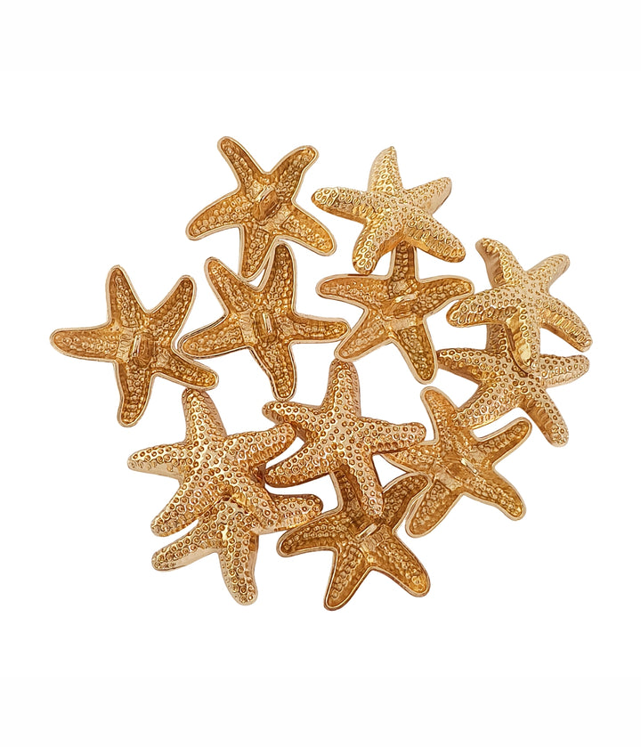Elegant 30mm (48L) Shiny Starfish-Shaped Metal Buttons with Downhole Loop