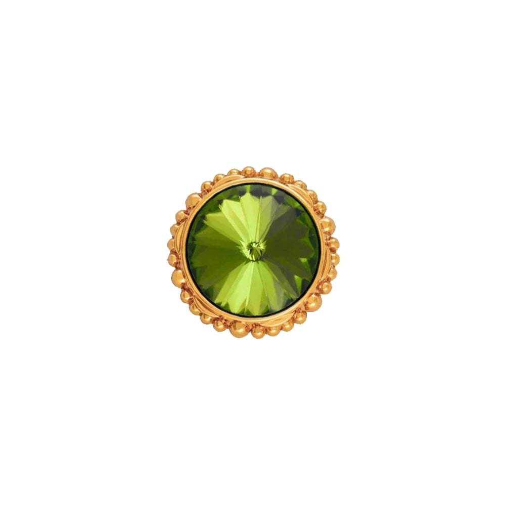 Sparkling Round Shape Shiny Green Diamond Metal Button