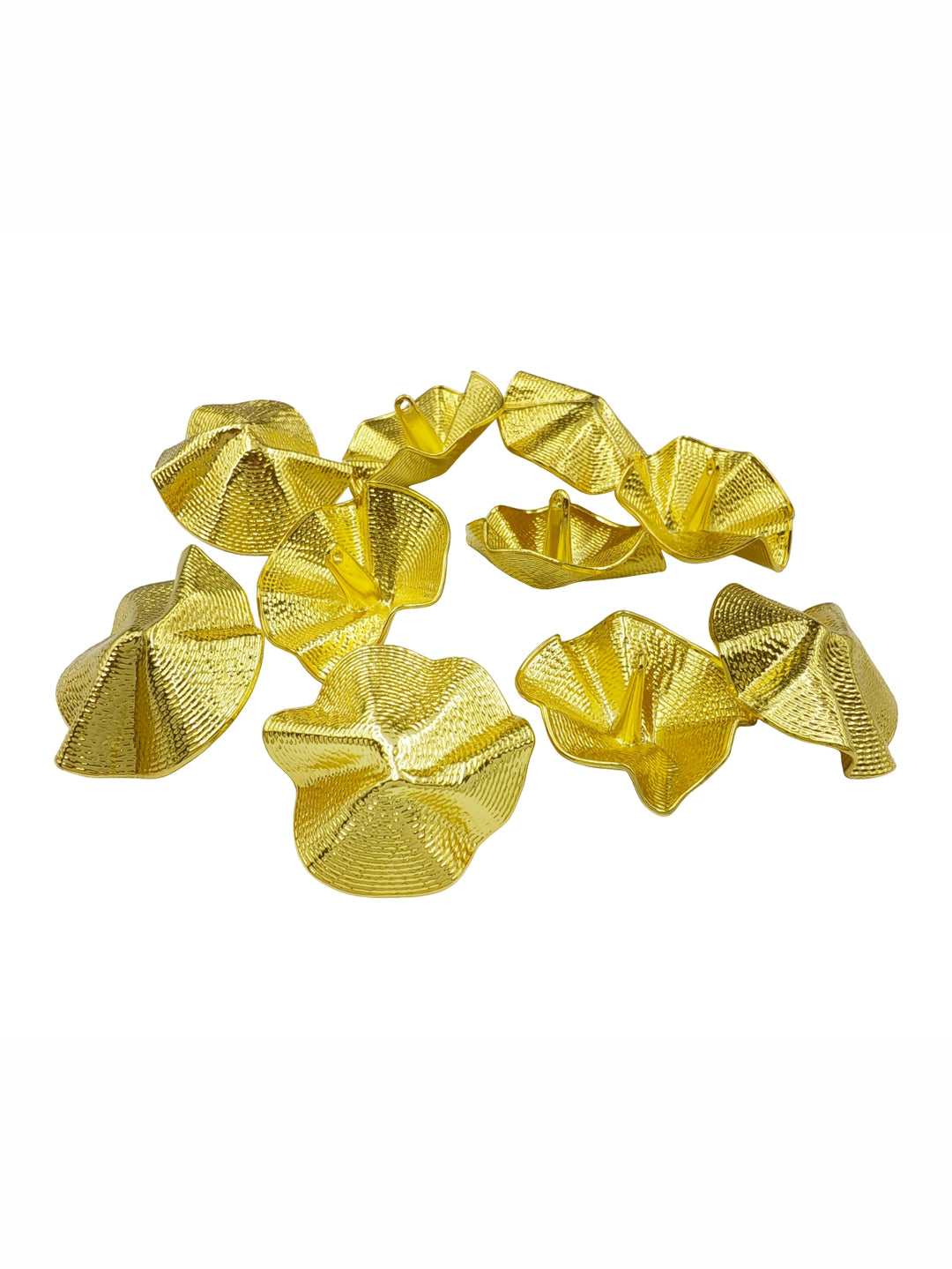 Floral-Inspired Shiny Finish Metal Buttons with Downhole Loop