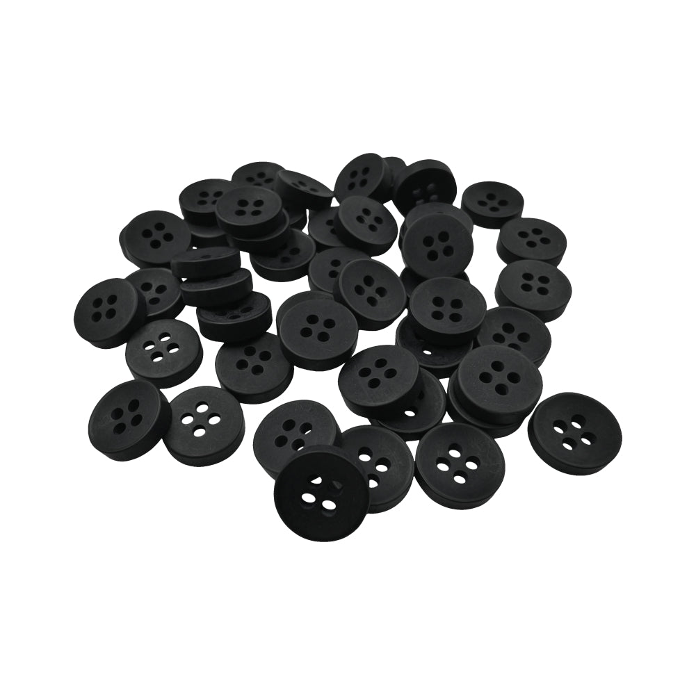 Simple & Classy Matte Black Round Shape 4-Hole Shirt Buttons