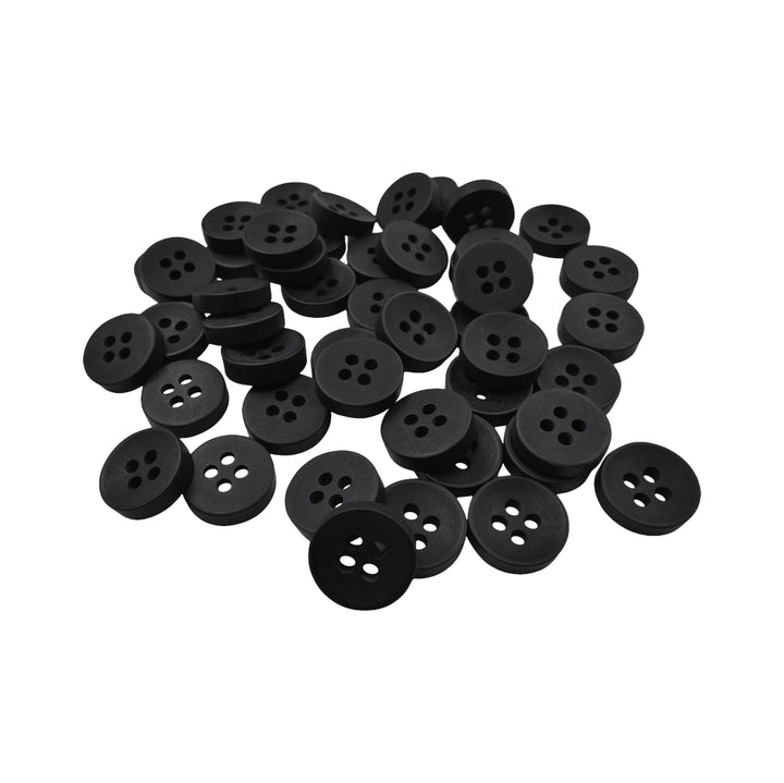 Simple & Classy Matte Black Round Shape 4-Hole Shirt Buttons
