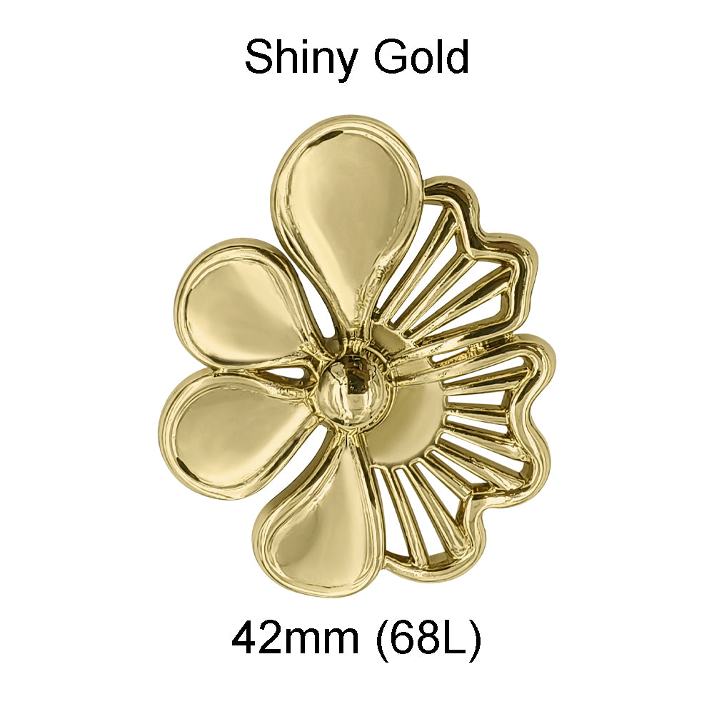 Shiny Finish Sunflower Cutwork Metal Loop Button For Fashionable Clothing