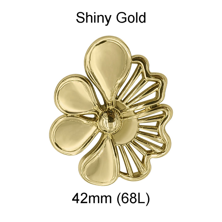 Shiny Finish Sunflower Cutwork Metal Loop Button For Fashionable Clothing