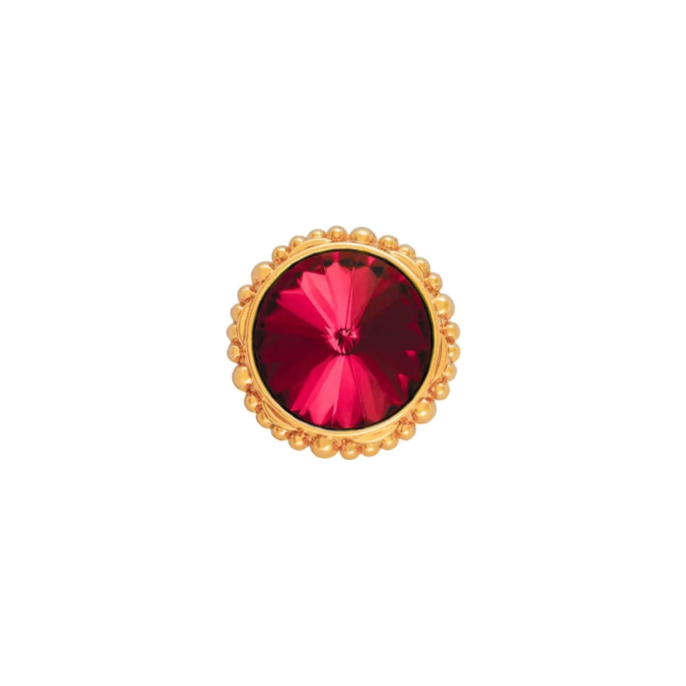 Sparkling Round Shape Shiny Red Diamond Metal Button