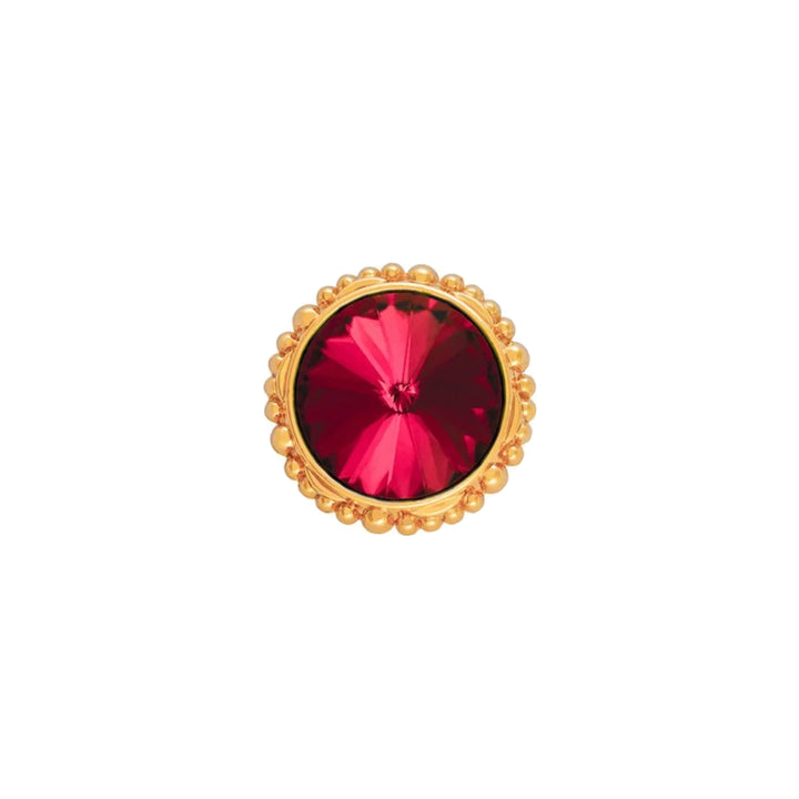 Sparkling Round Shape Shiny Red Diamond Metal Button