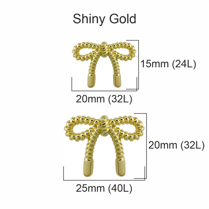 Designer Shiny Finish Bow-Style Metal Loop Buttons for Clothing