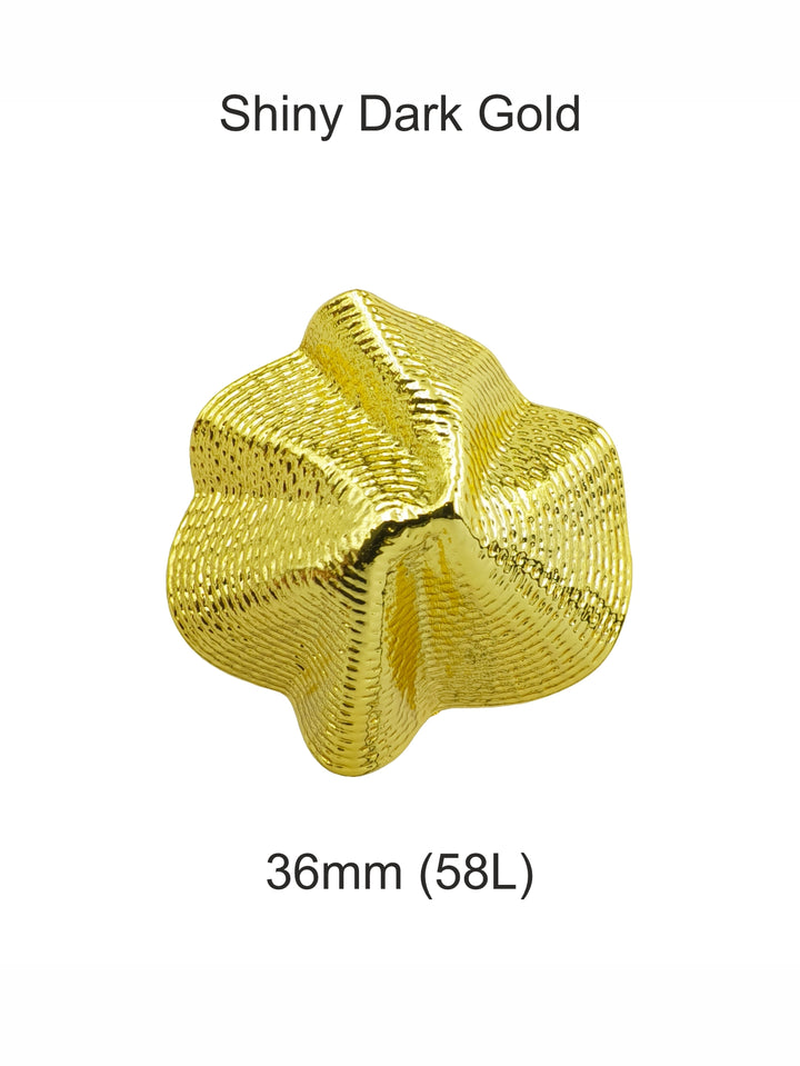 Floral-Inspired Shiny Finish Metal Buttons with Downhole Loop