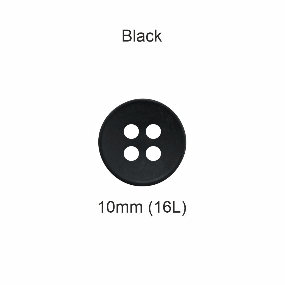 Simple & Classy Matte Black Round Shape 4-Hole Shirt Buttons