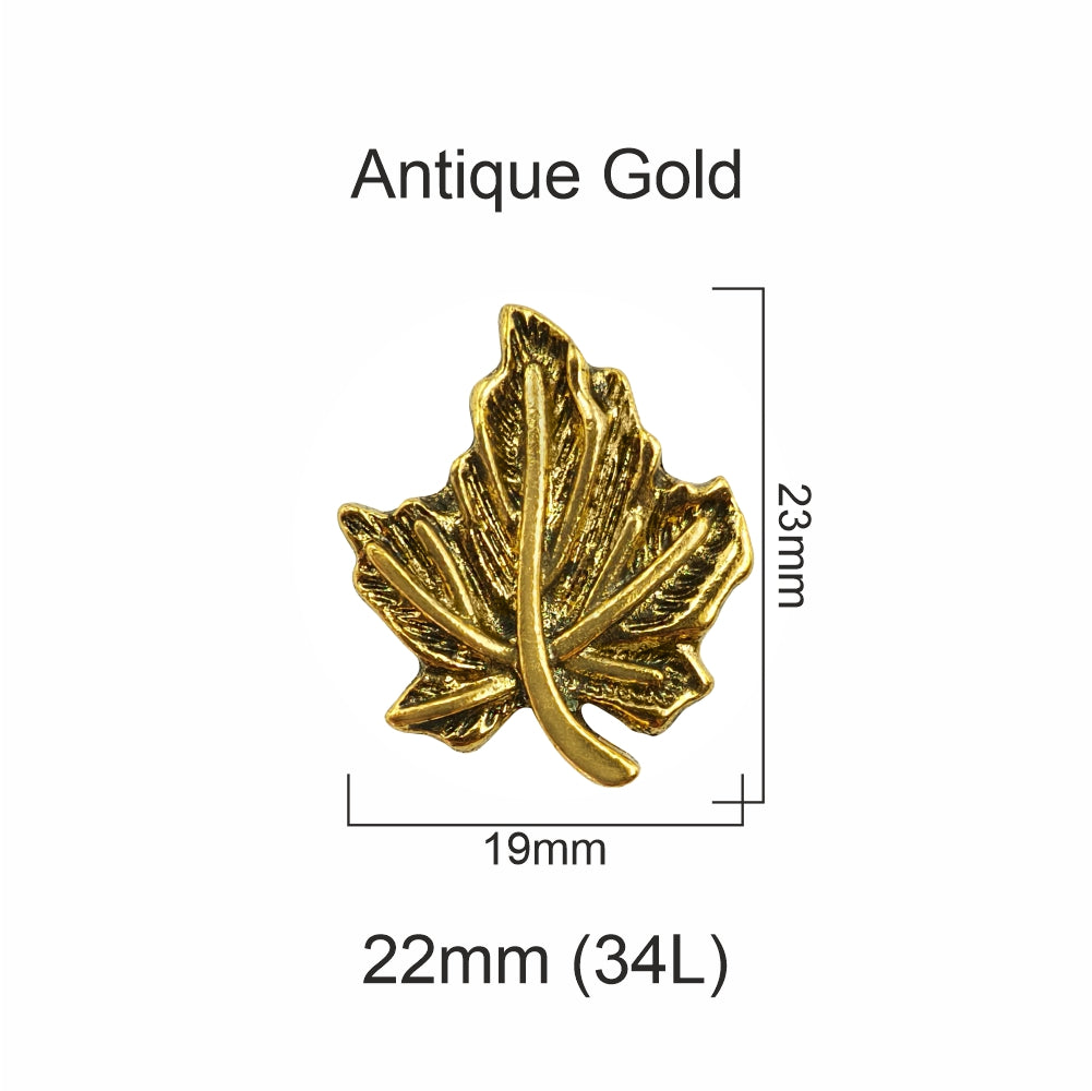 Leaf Shaped Antique Finish Decorative Downhole Metal Buttons