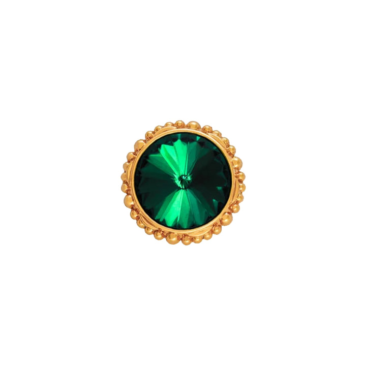 Sparkling Round Shape Shiny Dark Green Diamond Metal Button