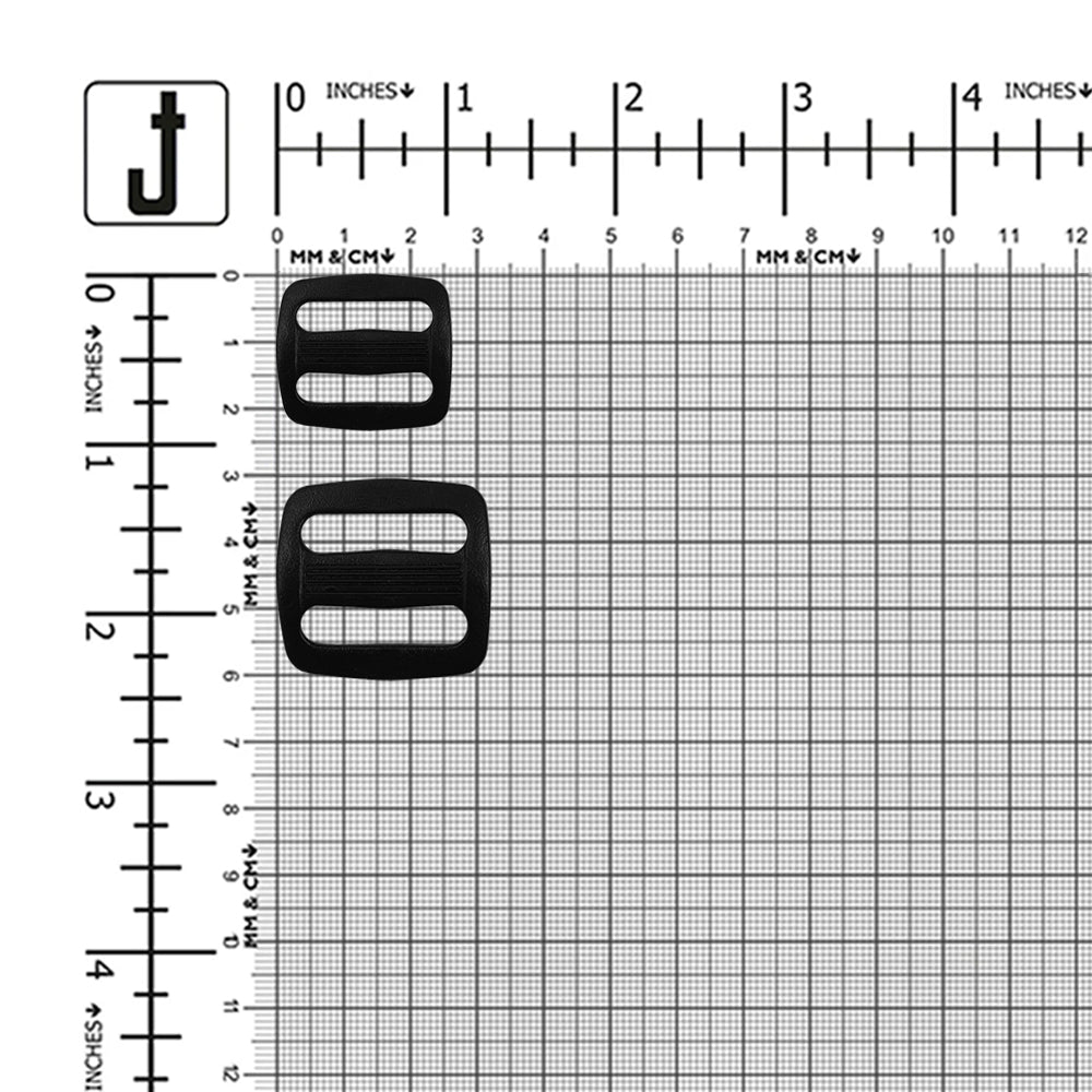 Adjustable Webbing Strap Black Tri-Glide Slider Plastic Buckle