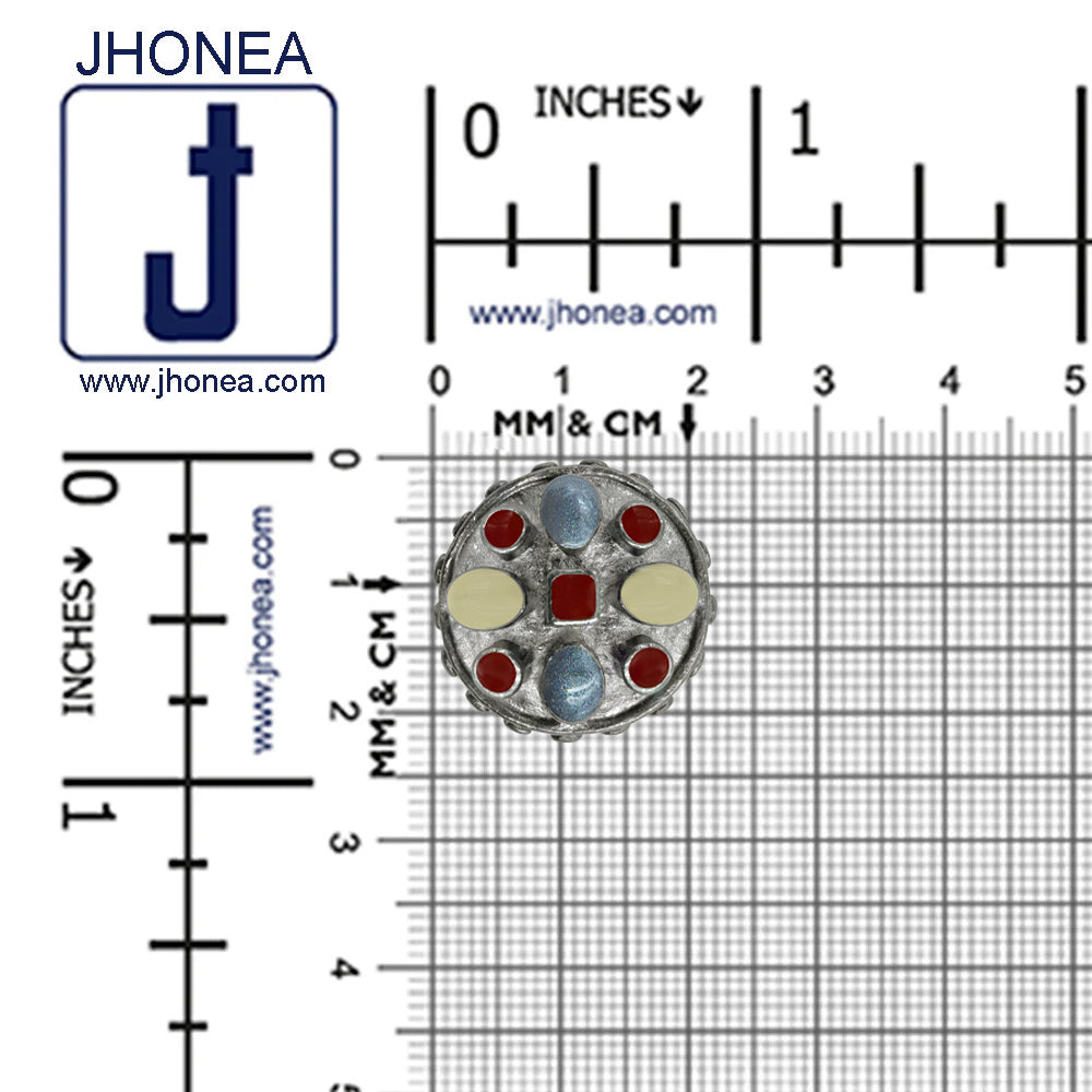 Heritage Inspired Round Metal Buttons with Multicolor Enamel Inlays