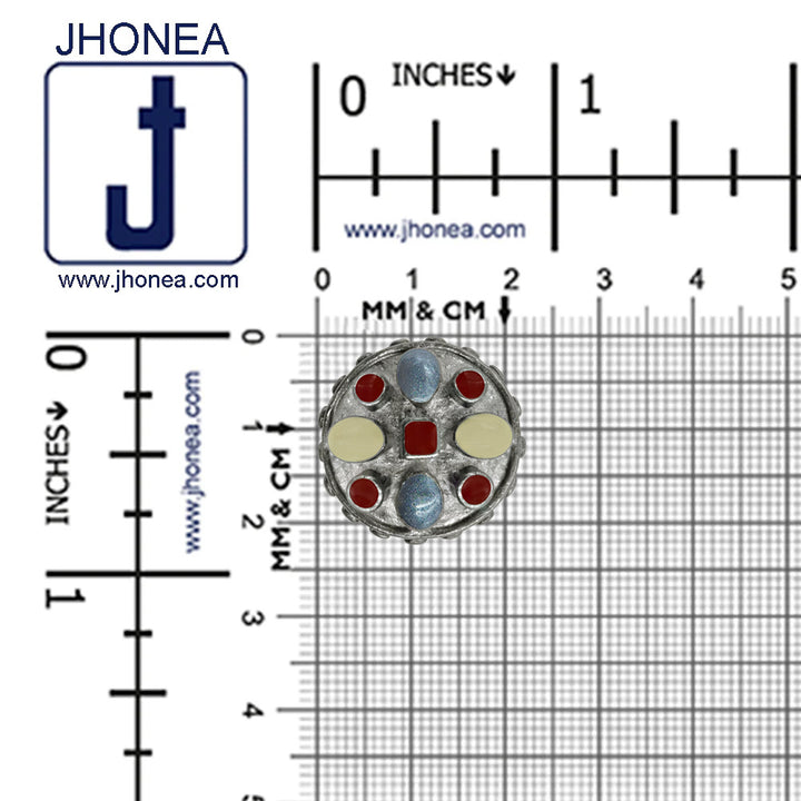 Heritage Inspired Round Metal Buttons with Multicolor Enamel Inlays