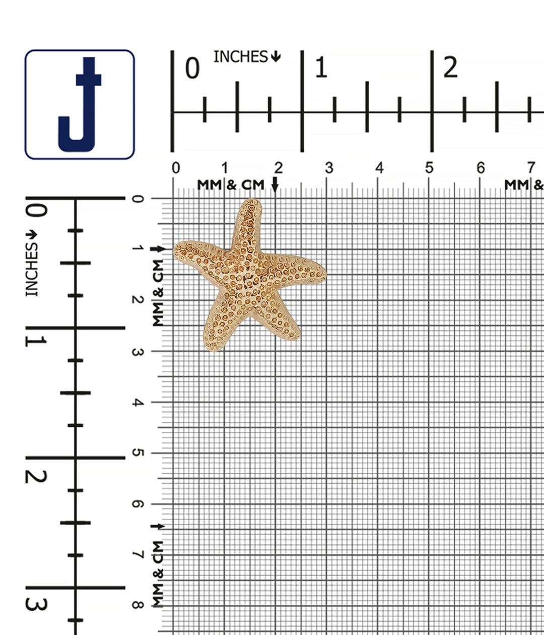 Elegant 30mm (48L) Shiny Starfish-Shaped Metal Buttons with Downhole Loop
