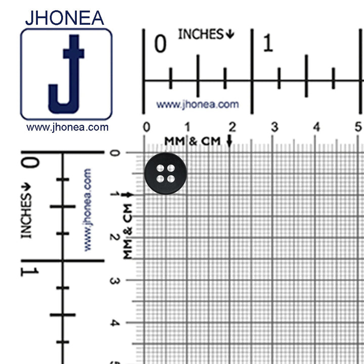Simple & Classy Matte Black Round Shape 4-Hole Shirt Buttons