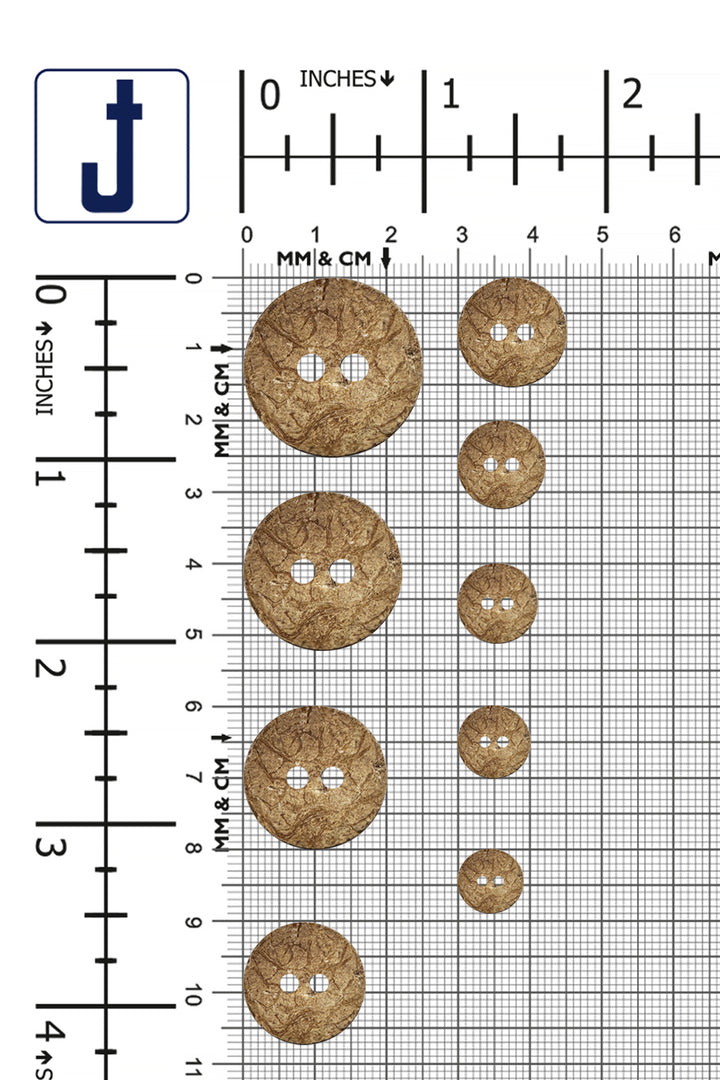 Rough Finish Natural Coco Shell 2 Hole Buttons