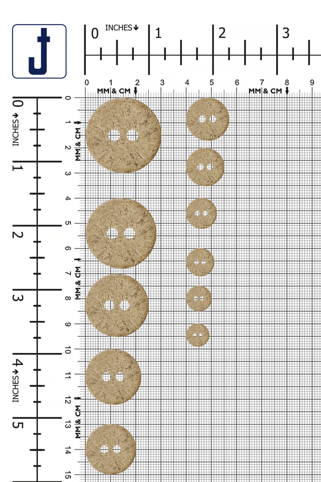 Smooth Finish Natural Coco Shell 2-Hole Buttons