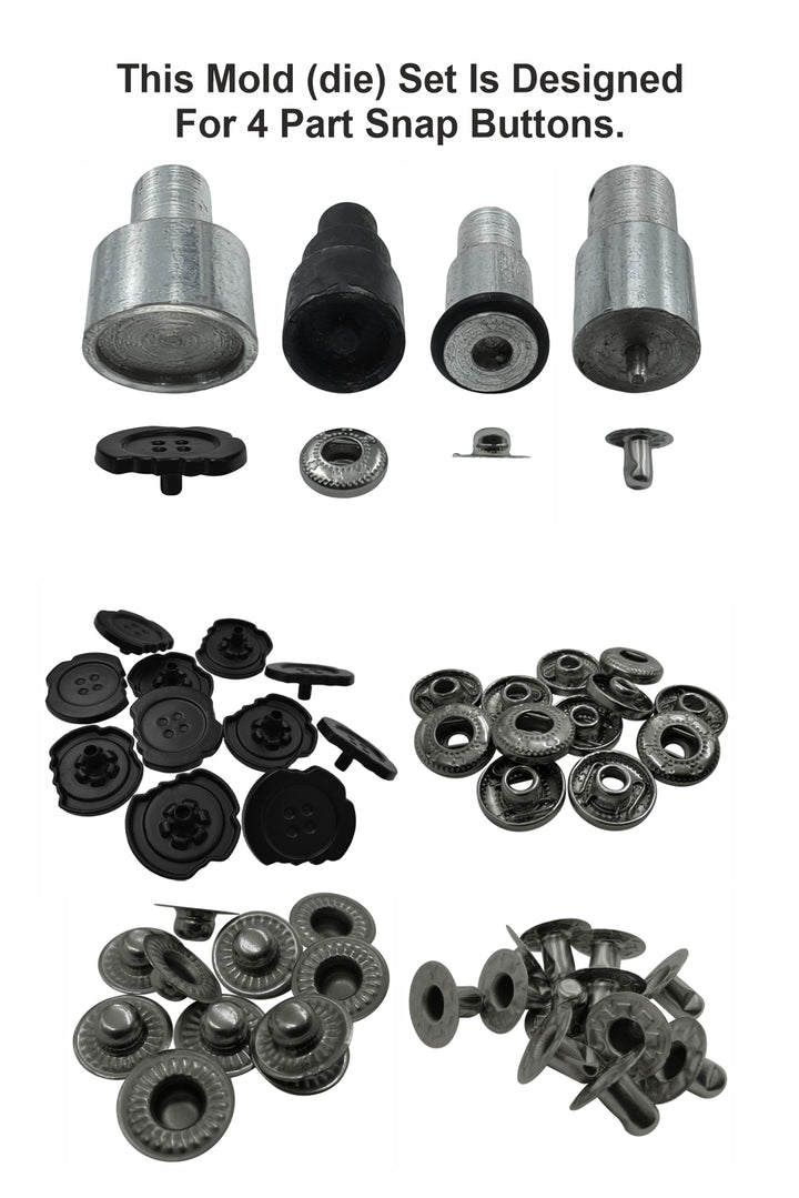 Die Mold Set Easy Tool for Black Designer Uneven 4-Part Snap Button