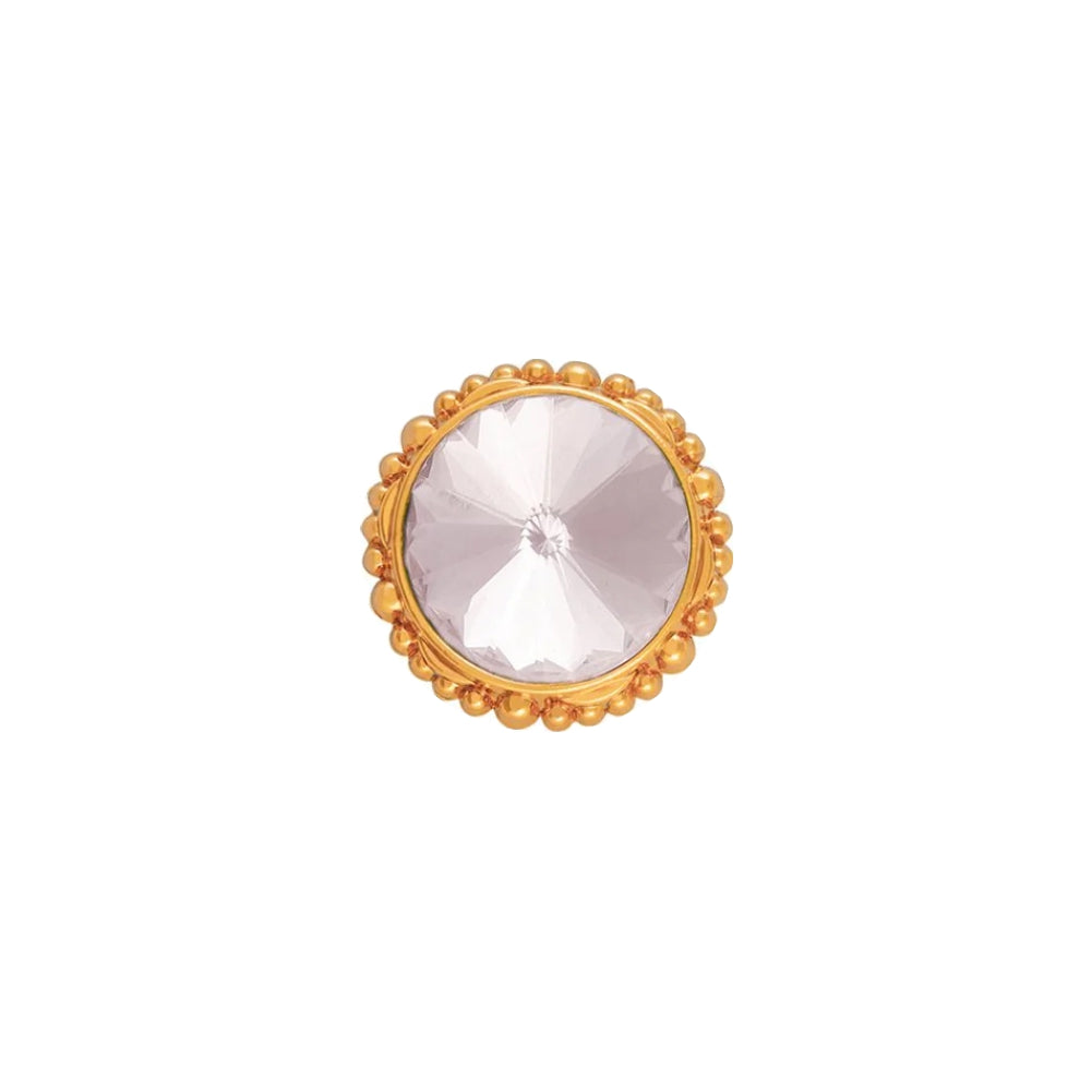 Sparkling Round Shape Shiny Baby Pink Diamond Metal Button