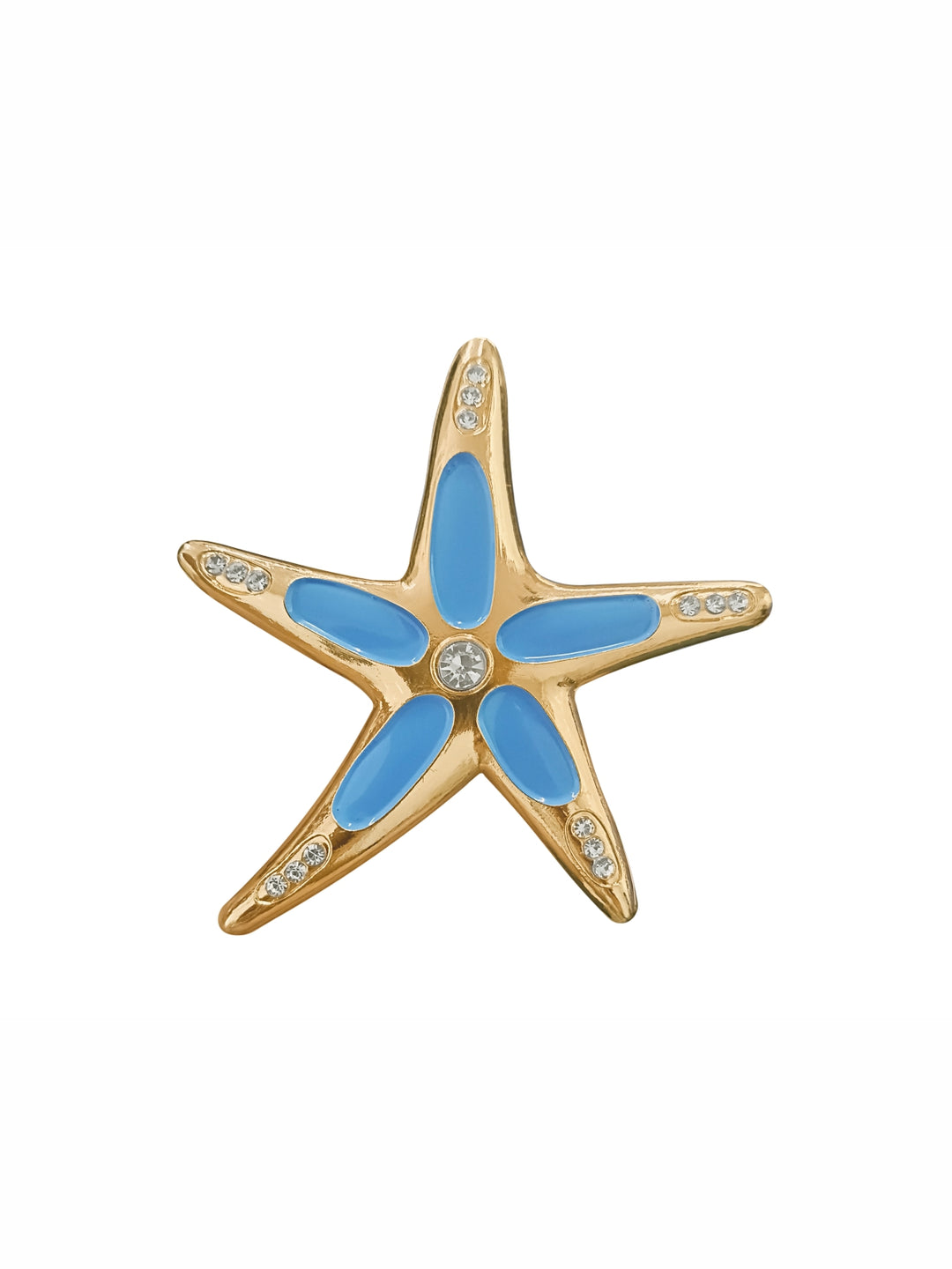 Trendy Star-Shaped Buckle with Blue Enamel and Centre Diamond Accent