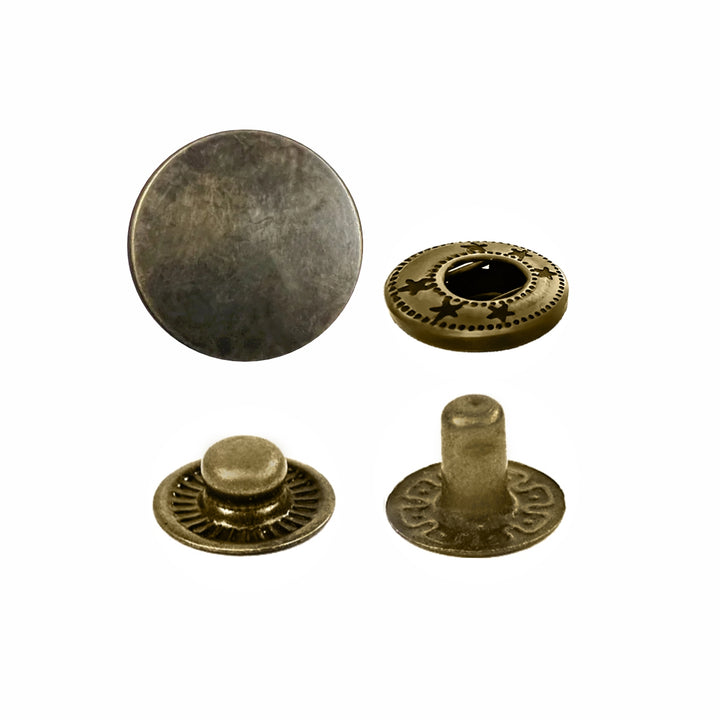Antique Brass 4-Part Metal Snap Buttons Standard Quality Fasteners for Shirts/Coats