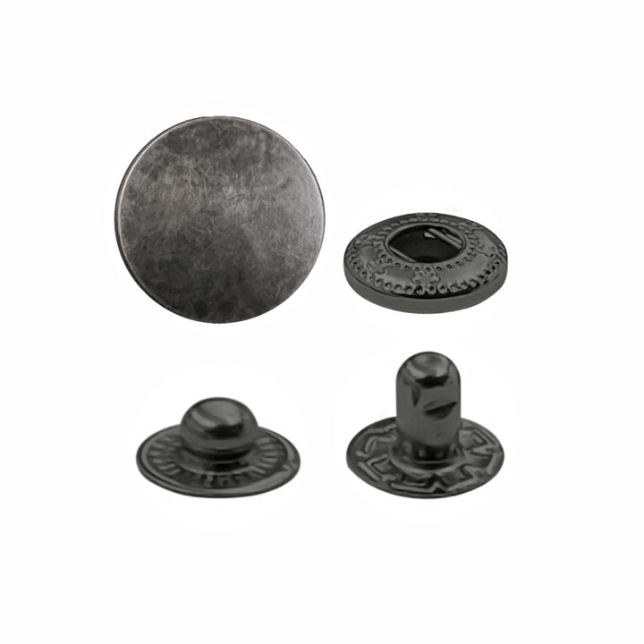 Antique Silver 4-Part Metal Snap Buttons Standard Quality Fasteners for Shirts/Coats/Jackets
