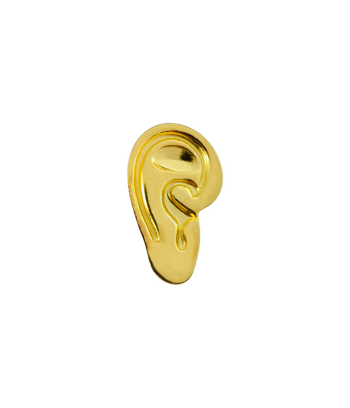 Shiny Dark Gold Ear-Shaped Premium Metal Button with Downhole Loop