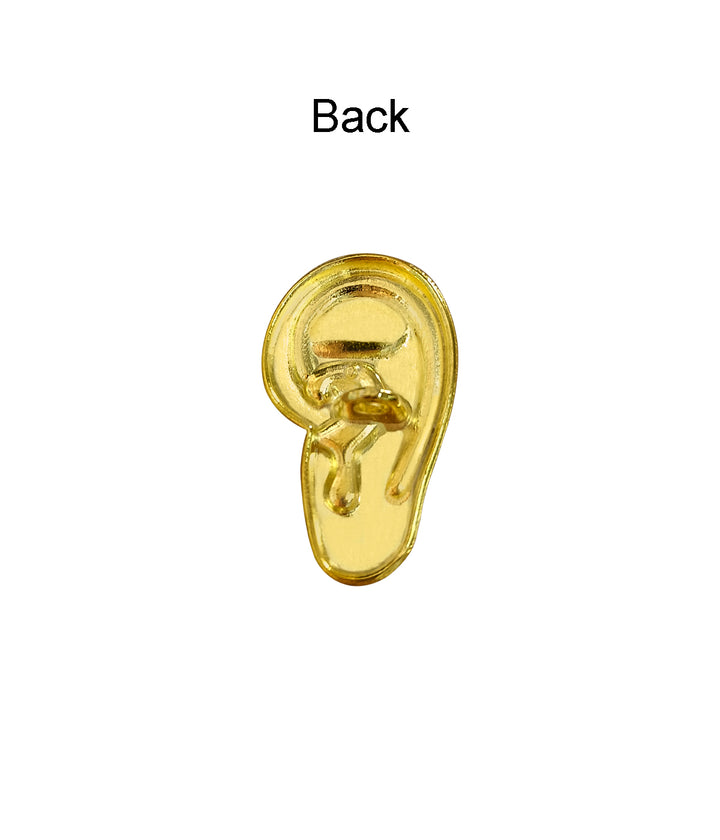 Shiny Dark Gold Ear-Shaped Premium Metal Buttons with Downhole Loop