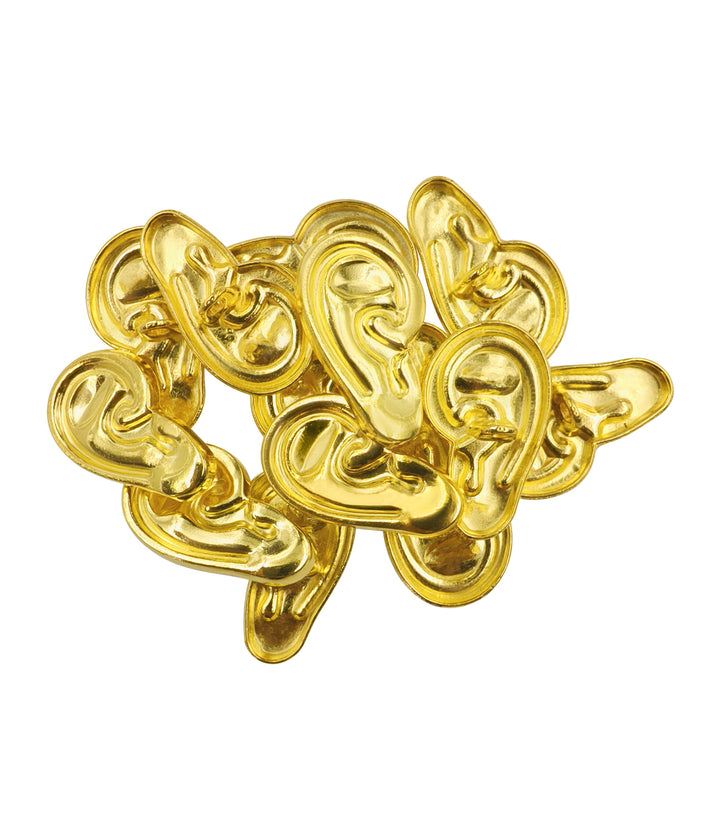 Shiny Dark Gold Ear-Shaped Premium Metal Button with Downhole Loop