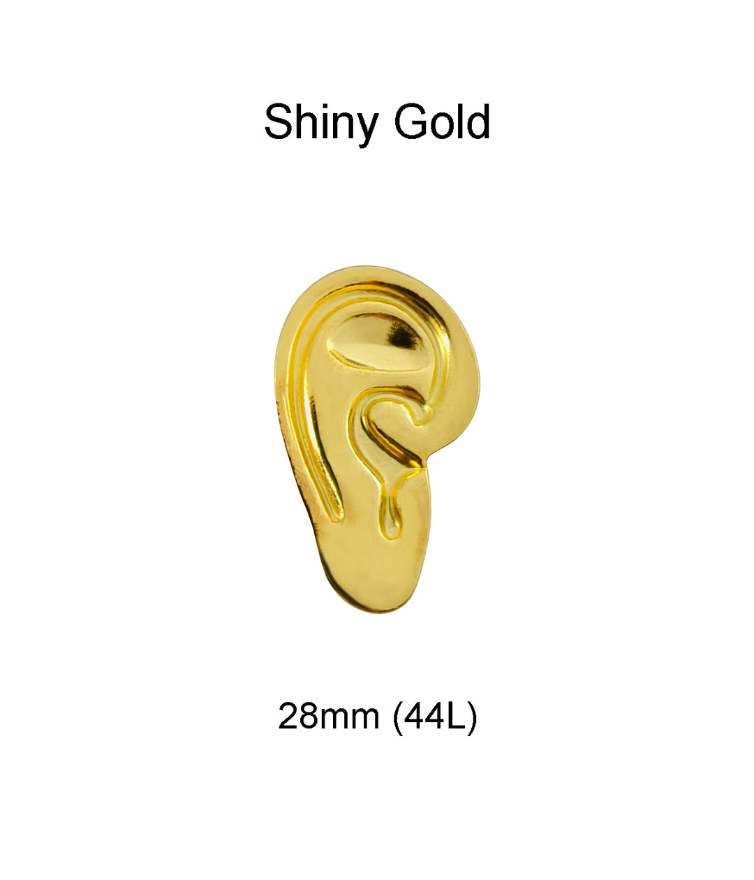 Shiny Dark Gold Ear-Shaped Premium Metal Button with Downhole Loop